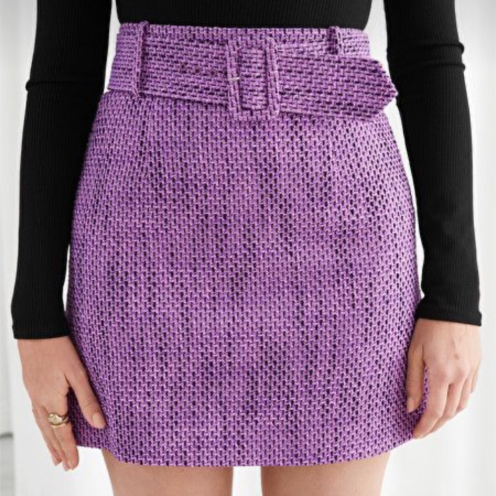 & Other Stories Belted Tweed Miniskirt